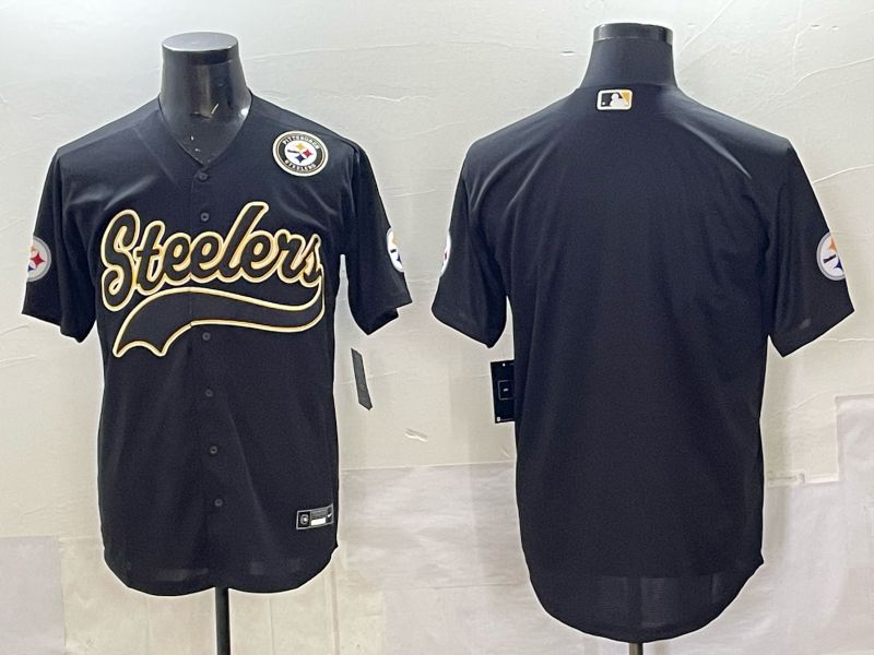 Men 2025 Nike Pittsburgh Steelers Blank Black Joint Name  Limited NFL Jersey style 042